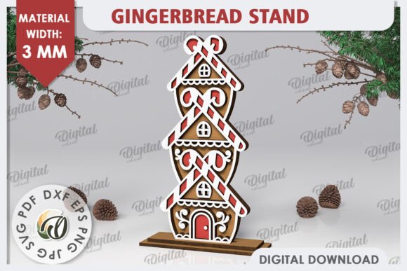 3D Gingerbread Stand Laser Cut Design for Winter Amp