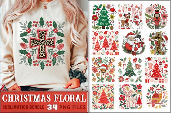 Boho Floral Christmas PNG Bundle: Illustrations Review
