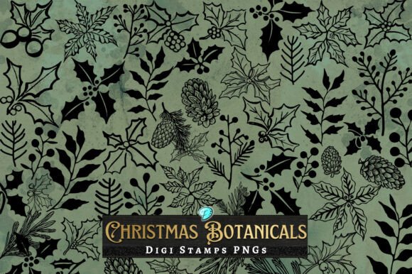 Christmas Botanicals Digi Stamps Clipart: Illustrations