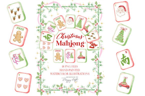Christmas Mahjong Cliparts: Festive Illustrations