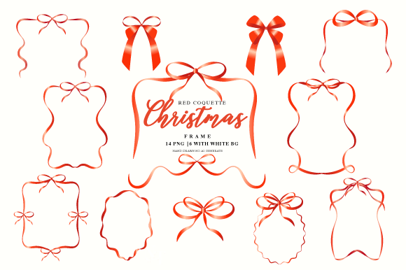 Coquette Christmas Border Frame Clipart for Illustrations
