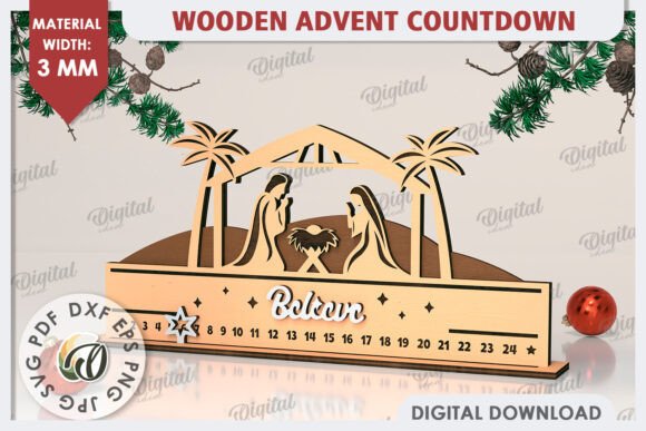 Countdown Advent Calendar Laser Cut for Winter Amp