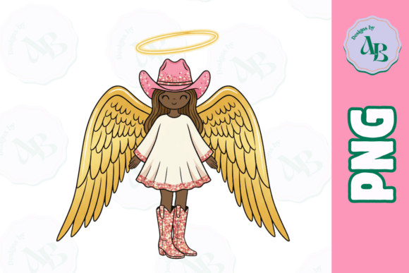 Glitter Christmas Cowgirl Angel PNG for Illustrations
