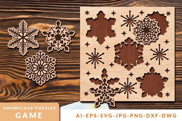 Kids Snowflake Puzzles Laser Cut Svg for Winter Amp