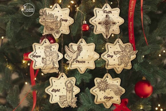 Laser Cut Wooden Christmas Ornaments for Winter Amp