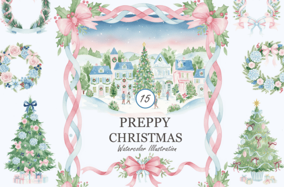 Reviewing Preppy Christmas Clipart Set, Warercolor Illustrations