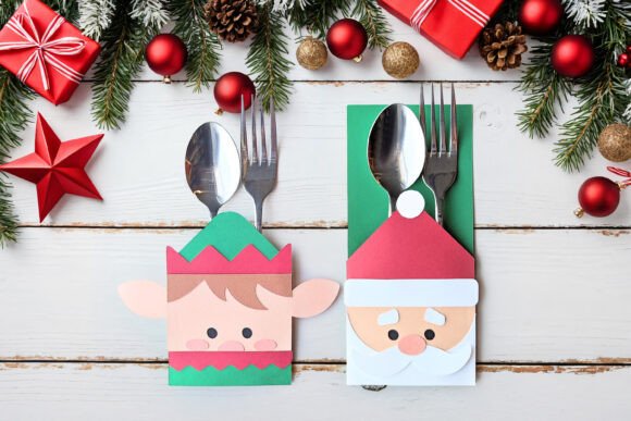 Santa Elf Silverware Sleeve SVG for Christmas