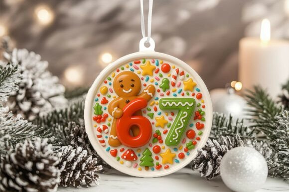 Six Seven 67 Christmas 3D Ornament PNG: Illustrations
