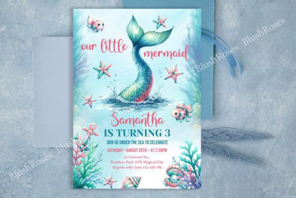 Turquoise Mermaid Tail Invite: Print Templates