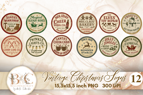 Vintage Christmas Round Signs Clipart: A Designer’s Review
