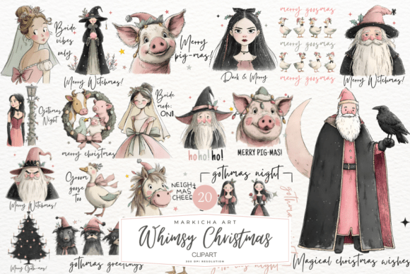 Whimsical Christmas Clipart: Festive Illustrations